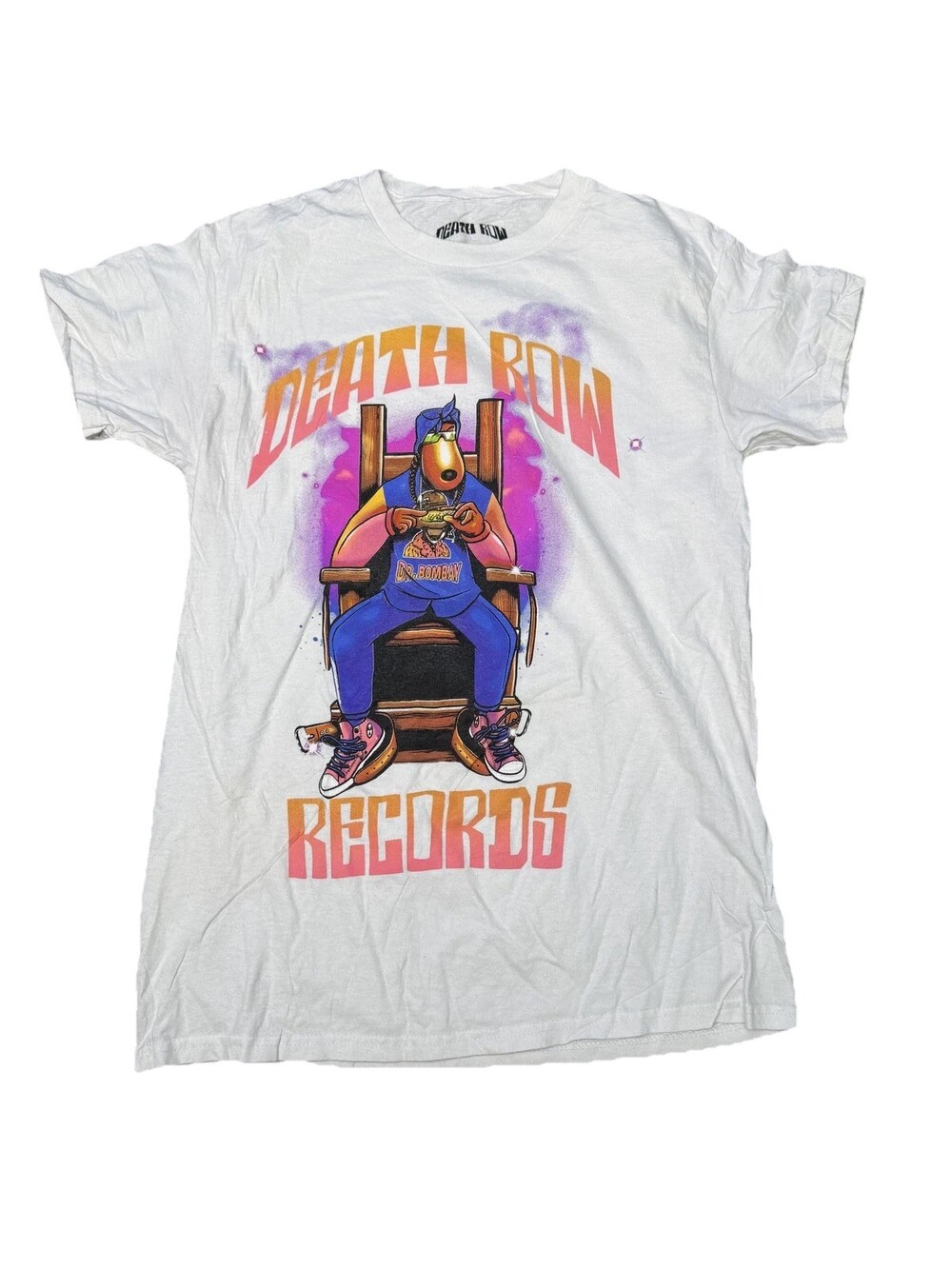 Death Row Records Shirt Mens Small White Dr. Bombay Graphic Hip Hop Rap Tee